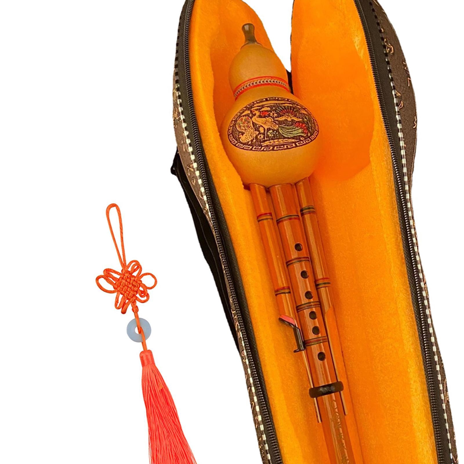 LeeQinersw Hulusi Flute Cucurbit Key Handmade Bamboo Hulusi Gourd Flute with Case for Music