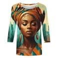 thumbnail image 4 of Wancir Black History 3/4 Sleeve T-Shirts for Women African Shirts Crew Neck Black History Month 3/4 Sleeve 2024 Blouses Top, 4 of 5