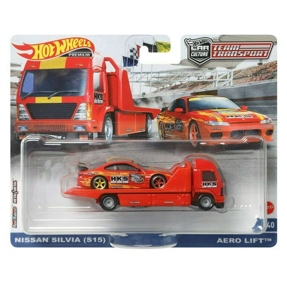 Hot Wheels 1:64 die cast Nissan Silvia S15 with Aero Lift Truck