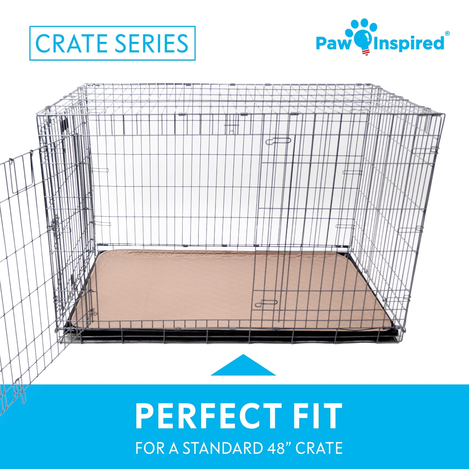 2ct Paw Inspired Dog Crate Pads Mats size 47x29” for Use with 48” Kennel and Crate | Washable Waterproof Dog Pee Pads