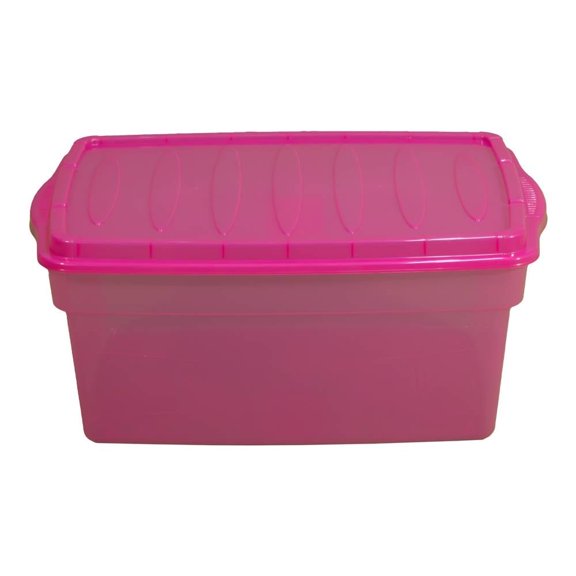 Caja Organizadora Polycar Multiusos Traslucido Rosa 38 Litros