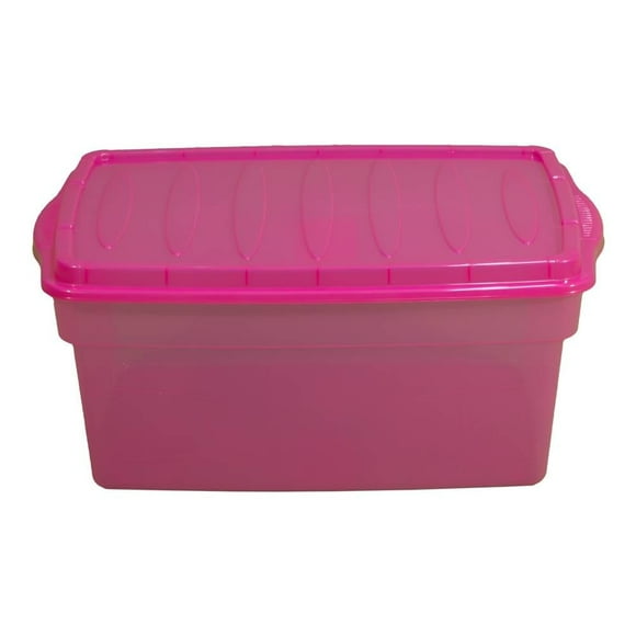 Caja Organizadora Polycar Multiusos Traslucido Rosa 38 Litros