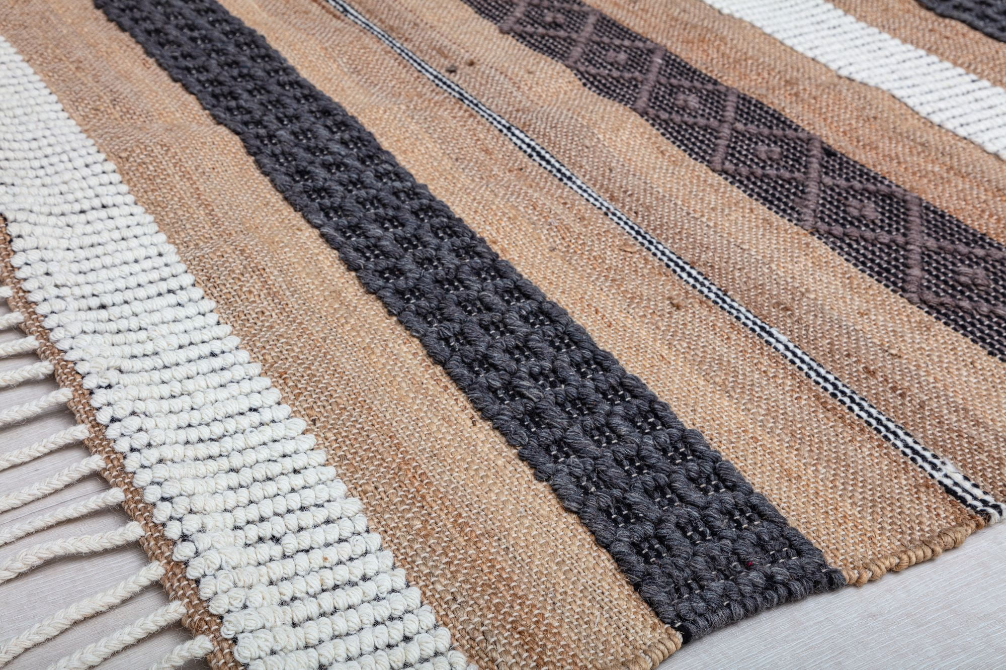 Rugs America Stripe Medley PI15A Textured/Stripe Farmhouse Brown Area Rug, 8’0”x10’0”