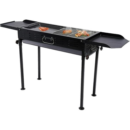 Portable Charcoal Grill with Side Table and Handle Stainless Steel Folding BBQ Grill for Outdoor Cooking Portable Barbecue Grill Camp Grill for Outdoor Camping Hiking Picnics Tailgating Backpacking