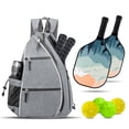 thumbnail image 3 of Adjustable Strap Racket Bag Pickleball Paddle Backpack Mesh Pocket Adjustable Strap Waterproof Oxford Cloth Outdoor Sports Badminton Table Tennis, 3 of 8