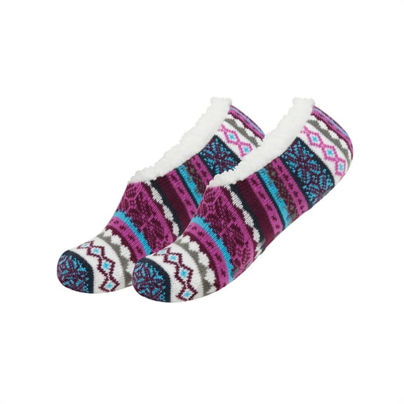 Avrnliq Warm Cozy Unisex Socks for Adults - Nylon Spandex, Seamless Toe, Fuzzy Ankle Lining, Purple - Indoor Lounge Home Work from Home Winter Warm Socks (1 Pair),Size Free Size