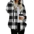 thumbnail image 5 of ClodeEU Women's Flannel Hoodie Plaid Jacket, Full Zip Up Sherpa Lined Hoodie Jacket ,Fall Winter Warm Tops With Pockets Black,Womens Plus M, 5 of 8