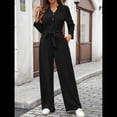 thumbnail image 4 of de Mujer de Larga con Cuello en V, Elegantes, Informales, de Pierna , para Otoño 2025. Negro L, 4 of 10