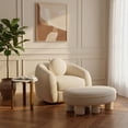 thumbnail image 2 of Tribeca Ottomane d'Appoint en Chenille Moderne Mi-Siècle, Crème, 2 of 9