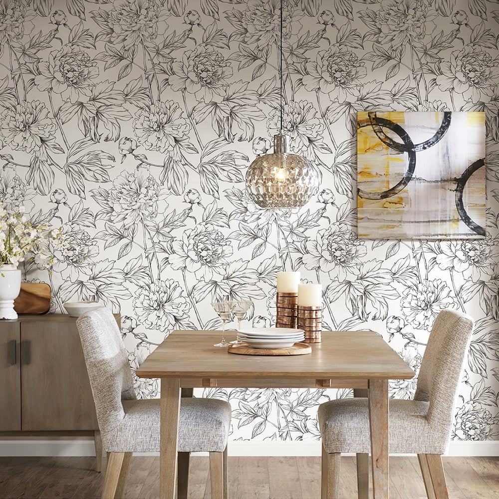 Xiayi Floral Linear Peel and Stick Wallpaper 56.7 Sq. ft