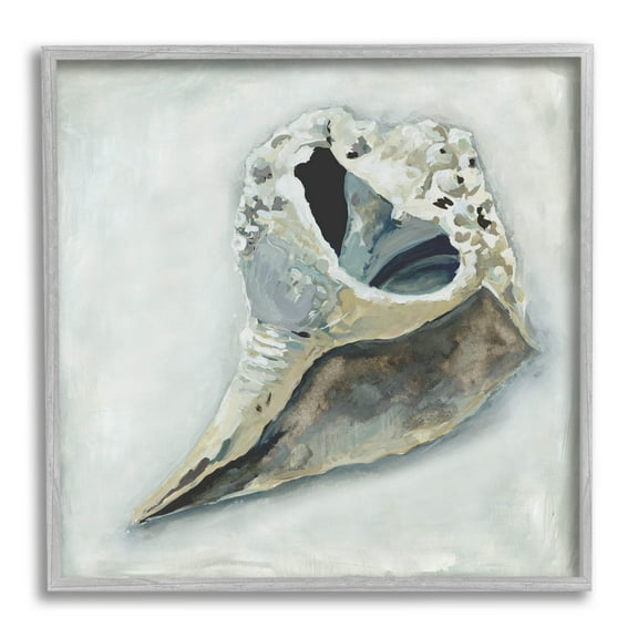 Stupell Industries Nautical Conch Seashell Painting Gray Framed Art Print Wall Art, Design by Erica Christopher