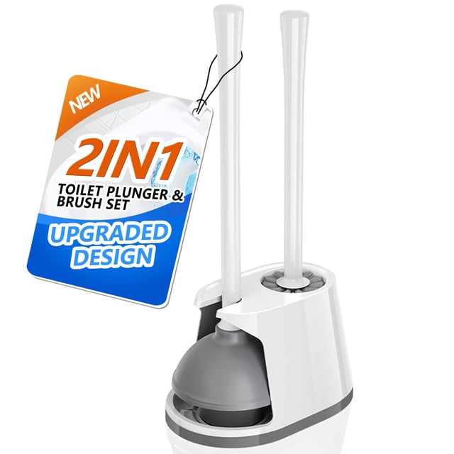 Set de desatascadores y escobillas Trenti 2 en 1 para inodoro de 13,5 cm
