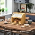 thumbnail image 2 of Bread Box for Kitchen Countertop Bin Double Layer Bread Box Storage Container Extra Large Capacity Farmhouse with Diamond Pattern Windows (Natural, Large), 2 of 13
