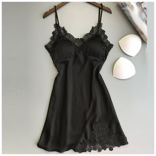 LSLJS Ensemble de Nuisette pour Femmes en Dentelle Mode à Bretelles, Gilet Ajouré Transparent, Robe de Pyjama pour Femmes