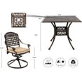 thumbnail image 5 of Haverchair 3 Piece Patio Bistro Set Outdoor Cast Aluminum Dining Set Patio Bistro Furniture Set 2 Swivel Chairs and 1 Umbrella Table for Lawn Garden Patio, 5 of 7