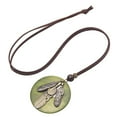 thumbnail image 4 of Plume Feuille Pendentif Collier Réglable PU Cuir Cordon Pendentif Pendentif Vert, 4 of 9