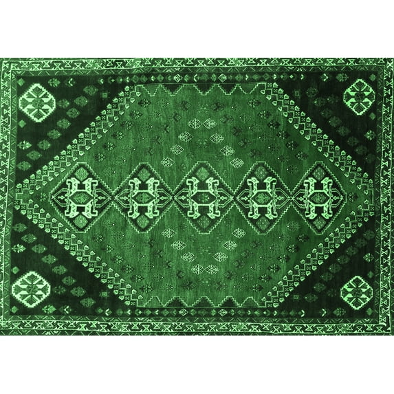 Ahgly Company Indoor Rectangle Persian Emerald Green Traditional Area Rugs, 2' x 3'