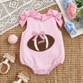 thumbnail image 2 of RMGVDSD Newborn Baby Girl Clothes Football Outfit Sleeveless Plaid Rugby Embroidery Bubble Romper Bodysuit Onesie Cute Infant Clothing 6-12 Months, 2 of 4