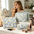thumbnail image 6 of Lypsnake 3PCS Quilted Cotton Makeup Bag Set, Floral Print Large Travel Cosmetic Organizer, Lightweight Portable Toiletry Pouch for Women Travel Daily Use and Makeup Storage, 6 of 8