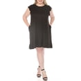 thumbnail image 2 of White Mark Women's Plus Size Crew Neck Ruffle Sleeve Dress, 2 of 6