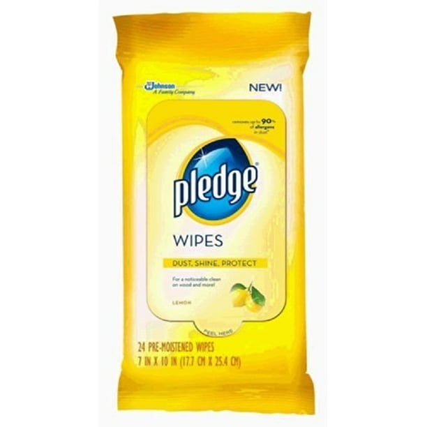 pledge lemon wipes, 24 count (pack of 4)