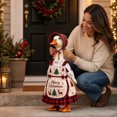 thumbnail image 4 of Cififendec Christmas 23" Porch Goose Costume Set, Plaid Apron Style Dress with Printed Christmas Motif for Front Yard Goose Figurine Outfitting, 4 of 7
