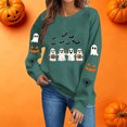thumbnail image 4 of Molidfa Women's Black Halloween Sweatshirt Ghost Squad Graphic Crew Neck Top, 4 of 5