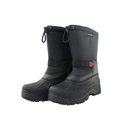 OwnShoe Mens Black Winter Snow Boots Insulated with Insert Pull-On Snow Shoes Outdoor Winter Shoes