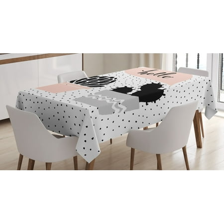

Ambesonne Cactus Tablecloth Rectangular Table Cover Hand Drawn Plants Hello 60 x84 Blush Black Grey