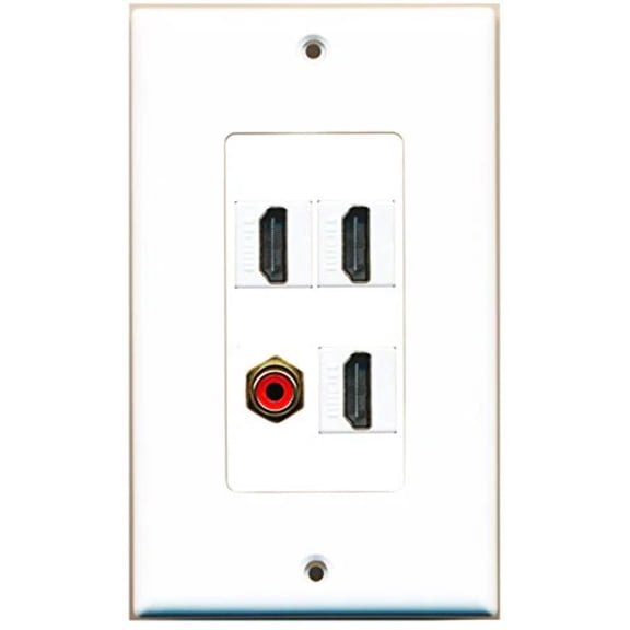 RiteAV - 3 Port HDMI 1 Port RCA Red Wall Plate Decorative