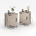 thumbnail image 1 of Set of 2 Rustic Farmhouse Bedside Cabinets with USB Charging Station, Sliding Barn Door, 18'' Large Tabletop, Adjustable Two-Tier Storage, Sturdy Wood Frame, Bedroom/Living Room, Light Brown Two-Pack, 1 of 8
