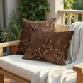 thumbnail image 3 of Throw Pillow Covers Set of 4 Embroidered Sequins Floral Design, Cushion Case for Sofa Couch Chair Bed, Brown, 14x20 inches, 3 of 9