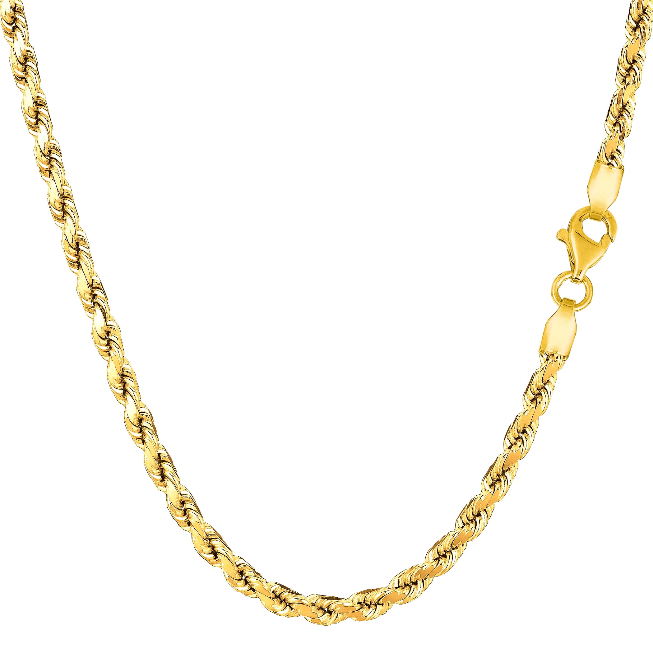 10k Yellow Solid Gold Diamond Cut Rope 
