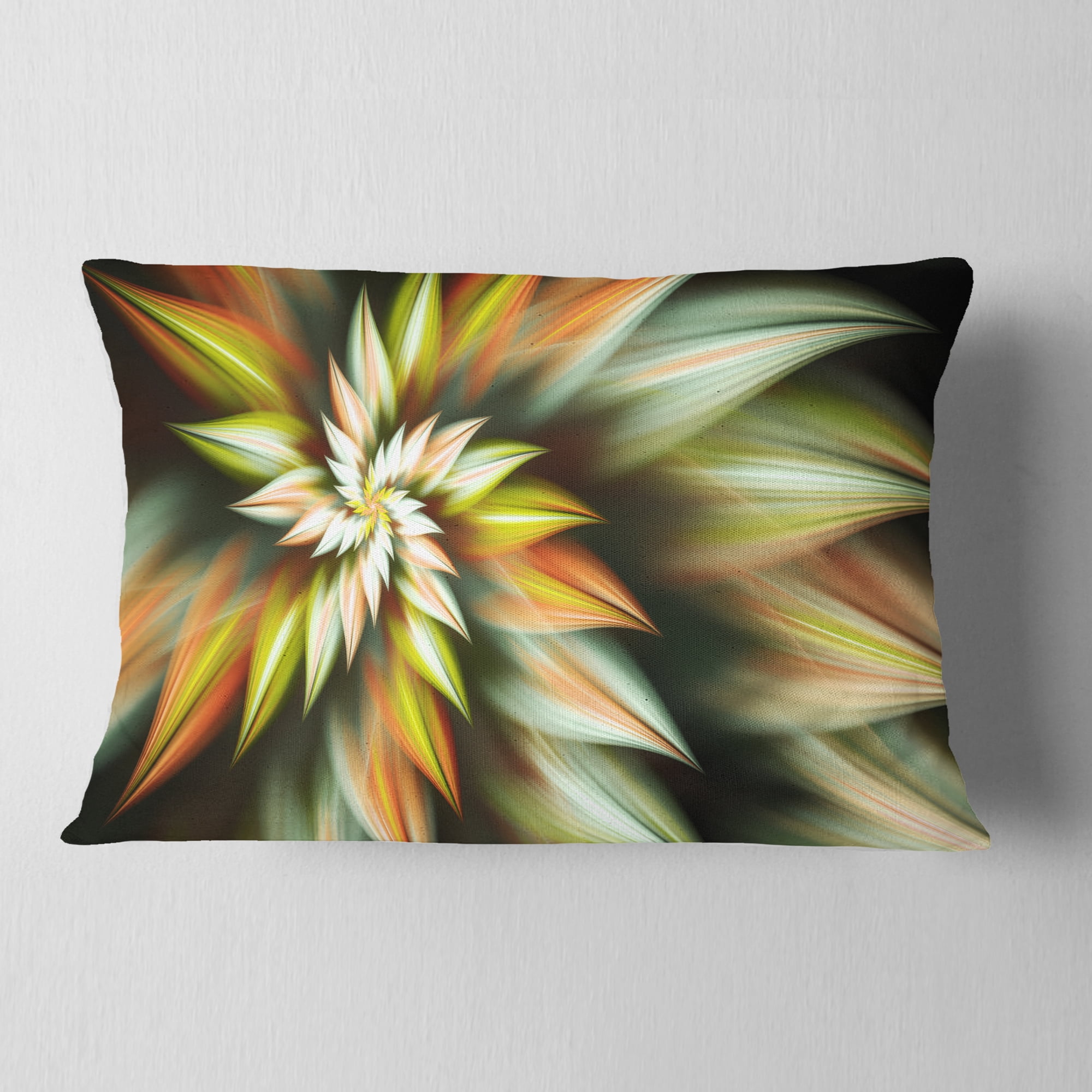 Designart Exotic Brown Fractal Spiral Flower - Abstract Throw Pillow - 12x20