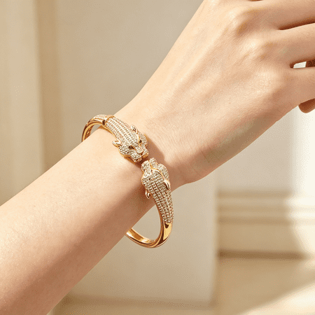 Fashion Animal Leopard Bracelet For Women 14K Gold Filled Creative Hip Hop Personalized Open Cuff Everyday Wear Jewelry