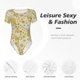 thumbnail image 4 of Vsdgher Cute Sunflower Prinr Short Sleeve Body suit for Womens, Sexy Onesie One Piece Round Neck Bodysuit Shapewear Tummy Control-Large, 4 of 7