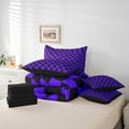thumbnail image 6 of Castle Fairy Geometric Plaid 7-Piece Bedding Comforter Set,Abstract Buffalo King Bedding Sets,Black Purple Ultra Soft Bed Sheets,Super Cozy Grid Room Decor,Reversible, 6 of 8