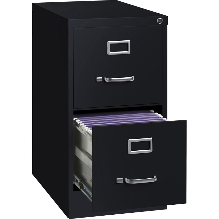 Lorell Commercial-grade Vertical File - 2-drawer - 15" X 22" X 28.4" - 2 X Drawer(s) For File - Letter - Lockable, Ball-bearing Suspension - Black - Recycled