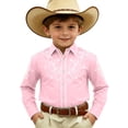 thumbnail image 3 of Girls Tshirts Kids Stylish Western Printed Denim Long Sleeve Button Down Shirt Boys' Tops Pink 8-9 Years, 3 of 5