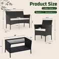 thumbnail image 2 of Aukfa 4 Piece Rattan Outdoor Sofa Patio Conversation Couch Set with 2-Tier Coffee Table&Beige Cushion, 2 of 9