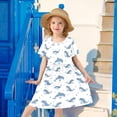 thumbnail image 2 of Whale Short Sleeve Dress A-Line Cute Midi Casual Sundress 2-8 Years, 2 of 6
