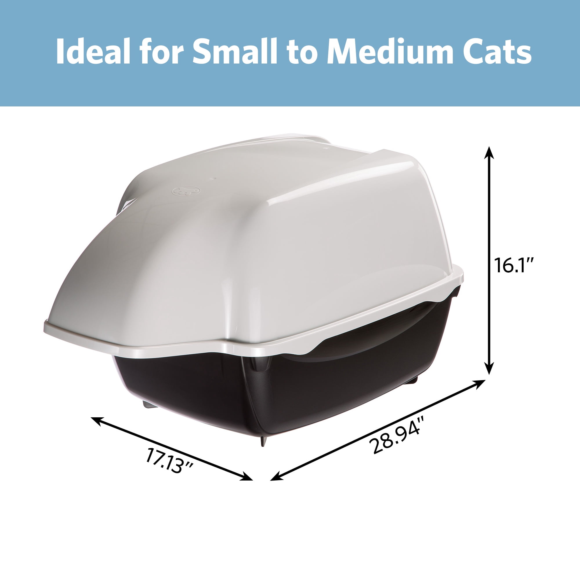 Ferplast Cosmic Outdoor Cat Litter Box - Waterproof Dog-Proof Cat Toilet with Tunnel Entry, High-Sided Base for Litter Containment, Easy-Clean Design, Durable Thermoplastic Resin in Black