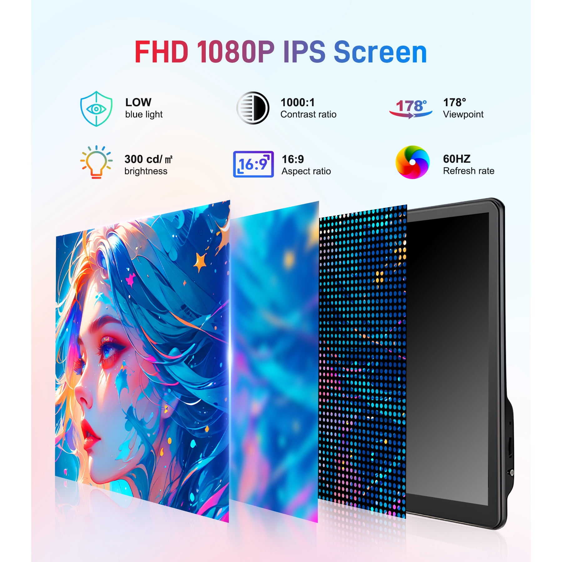 HOWENS 13.3-inch Portable Touchscreen Monitor with HDMI and VGA Ports, 1920×1080 FHD Portable Touch Screen Display Compatible with Laptops, PCs, PS5/4, Industrial Use, Small Screen Extender