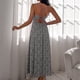 thumbnail image 5 of Vestido casual con cuello en V profundo para mujer, vestido largo con estampado floral sin espalda y abertura para fiesta en la playa, negro, L, 5 of 6