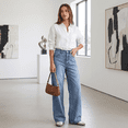 thumbnail image 6 of NICELF Baggy Jeans Woman Mid Waist Wide Leg Loose Fit Comfortable Vintage Denim Pants Stretch Boyfriend Jeans for Women Trendy Streetwear, 6 of 8
