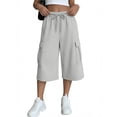 thumbnail image 4 of Noric Women's High Waist Wide Leg Capri Pants Loose Fit Casual Drawstring Multi Pockets Lounge Pants, 4 of 7