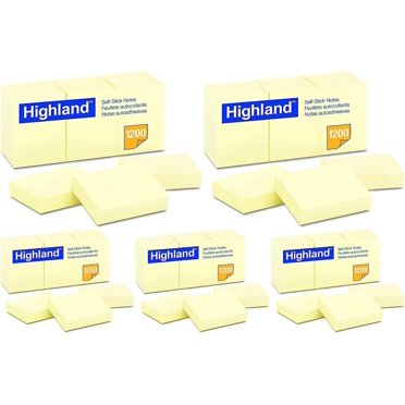 Highland 6549 Self-Stick Notes, 3 X 3, Yellow (100-Sheet, 12/Pack ...