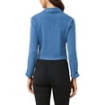 thumbnail image 3 of INSPIRE CHIC Women's Notched Lapel Ruched Sleeve Jackets Business Cropped Blazer S Mid Blue, 3 of 6