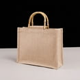 thumbnail image 5 of Techinal Portable Burlap Jute Shopping Bag Handbag Bamboo Loop Handles Reusable Grocery Bags, 5 of 12