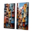 thumbnail image 3 of Designart "Cubic Dynamism in the Cityscape IV" City Buildings Wall Art Set Of 2 - Multi-Color Cityscapes Canvas Set For Living Room Decor, 3 of 7